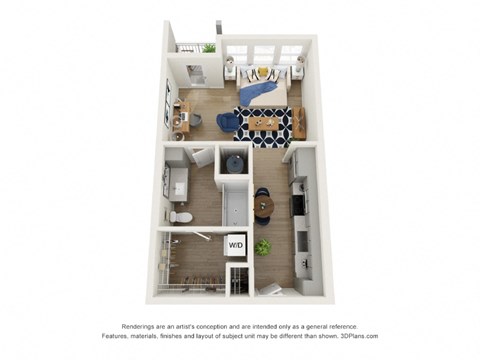 Floor plan for studio, 1 bath, 528 sqft